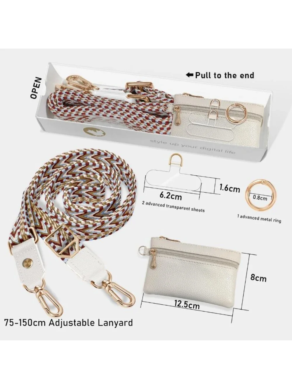 Adjustable Phone Lanyard Crossbody Strap with Premium Hardware - Red Neck Strap